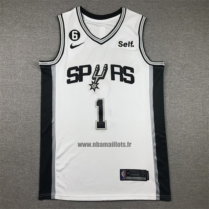 Maillot San Antonio Spurs Victor Wembanyama NO 1 Association 2022-23 Blanc
